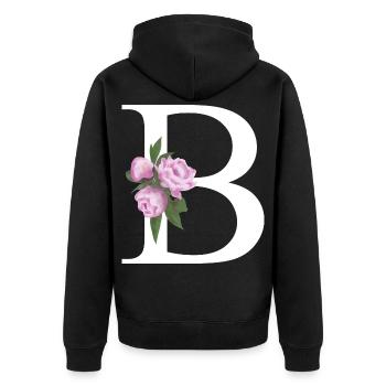 B - Unisex Premium Bio Zip Hoodie - Schwarz - Hinten - Nico (187cm)