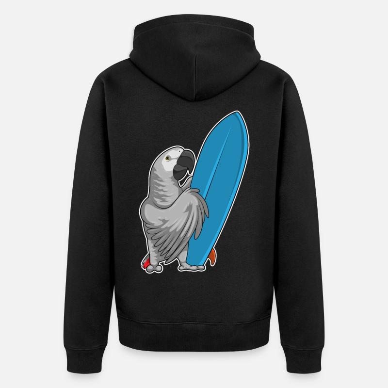 Parrot surf board Summer - Veste à capuche bio Premium Unisexe - noir