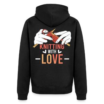Knitting With Love – Stricken mit Herz - Unisex Premium Organic Zip Hoodie - black - Back - Nico (187cm)
