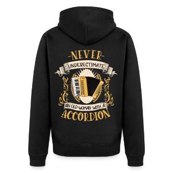 Musicien d’accordéon Cadeau de musique folklorique - Veste à capuche bio Premium Unisexe - noir - Dos - Nico (187cm)