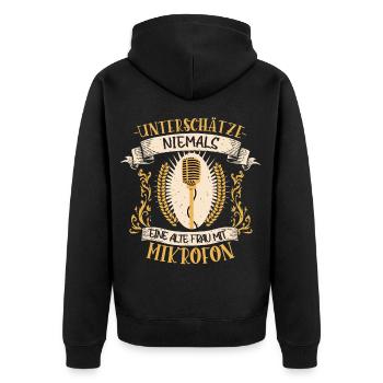Sängerin Musikerin Singen Mikrofon Geschenk - Unisex Premium Bio Zip Hoodie - Schwarz - Hinten - Nico (187cm)