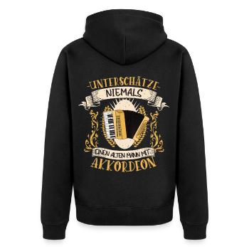 Akkordeon Musiker Volksmusik Quetschn Geschenk - Unisex Premium Bio Zip Hoodie - Schwarz - Hinten - Nico (187cm)