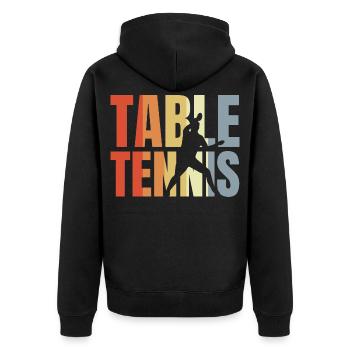Ping Pong - Unisex Premium Bio Zip Hoodie - Schwarz - Hinten - Nico (187cm)