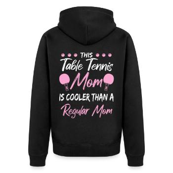 Ping Pong Mama - Unisex Premium Bio Zip Hoodie - Schwarz - Hinten - Nico (187cm)