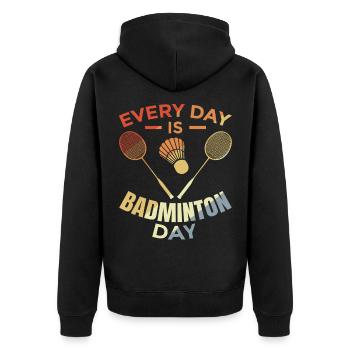 Chaque jour est le jour du badminton - Veste à capuche bio Premium Unisexe - noir - Dos - Nico (187cm)