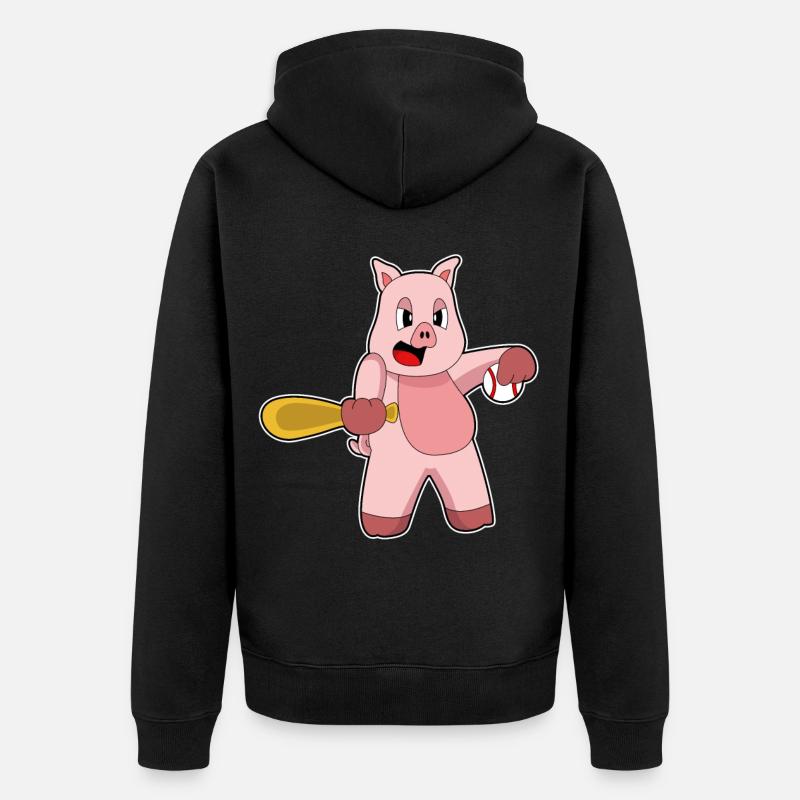 Pig Baseball Batte - Veste à capuche bio Premium Unisexe - noir