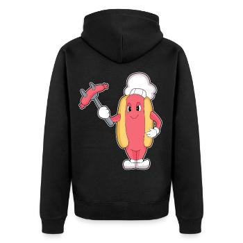 Hotdog Koch Grillgabel Kochen - Unisex Premium Bio Zip Hoodie - Schwarz - Hinten - Nico (187cm)