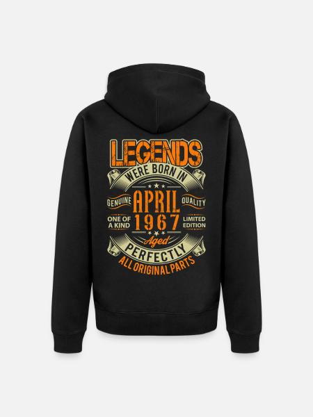 1967 April Birthday Legend - Unisex Premium Organic Zip Hoodie - black
