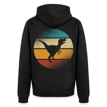 Velociraptor Dino Dinosaurier - Unisex Premium Bio Zip Hoodie - Schwarz - Hinten - Nico (187cm)