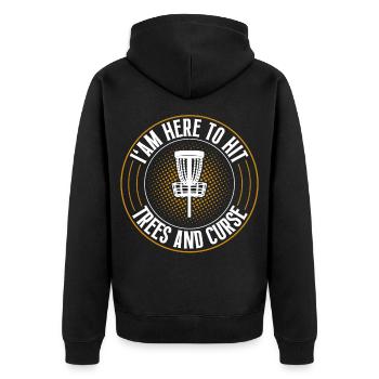 Discgolf Disc Golf - Unisex Premium Organic Zip Hoodie - black - Back - Nico (187cm)