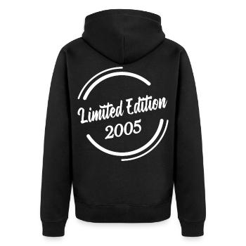 Fête d’anniversaire 2005 en édition limitée - Veste à capuche bio Premium Unisexe - noir - Dos - Nico (187cm)