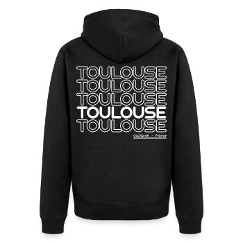 Lettrage néon de Toulouse - Veste à capuche bio Premium Unisexe - noir - Dos - Nico (187cm)