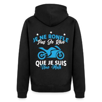 Je Ne Ronfle Pas Je Rêve Que Je Suis Une Moto - Veste à capuche bio Premium Unisexe - noir - Dos - Nico (187cm)
