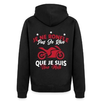 Je Ne Ronfle Pas Je Rêve Que Je Suis Une Moto - Veste à capuche bio Premium Unisexe - noir - Dos - Nico (187cm)
