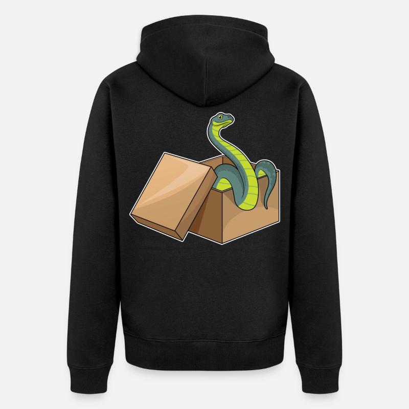 Schlange Karton - Unisex Premium Bio Zip Hoodie - Schwarz