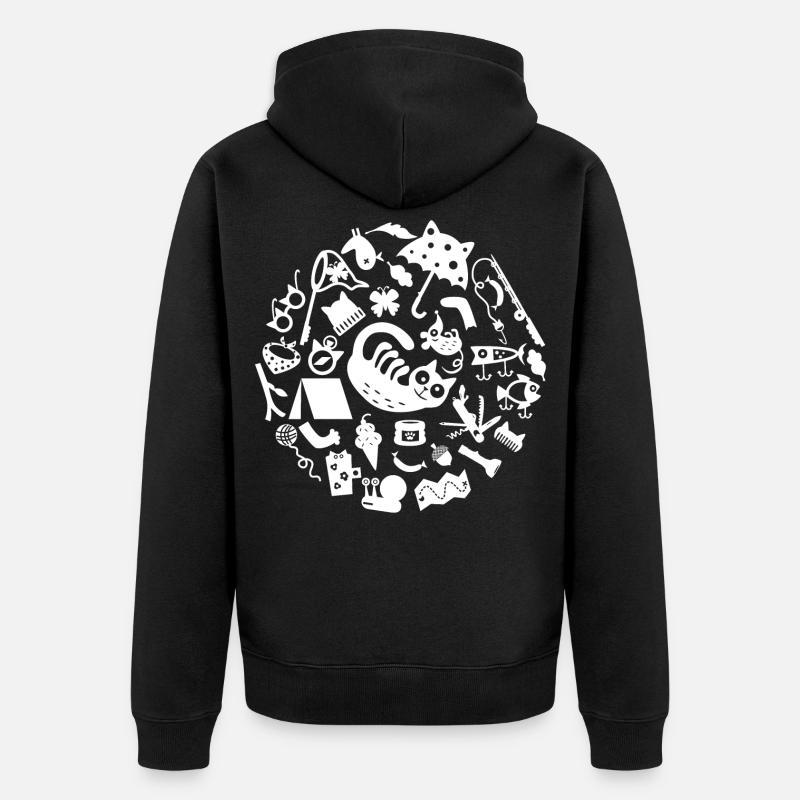 Cat Camping L Blanc - Veste à capuche bio Premium Unisexe - noir
