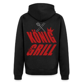 King at the Grill Grill Cutlery - Unisex Premium Organic Zip Hoodie - black - Back - Nico (187cm)