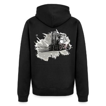 Forklift - Unisex Premium Organic Zip Hoodie - black - Back - Nico (187cm)