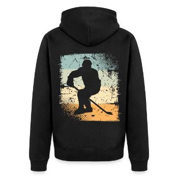 Eishockey  - Unisex Premium Organic Zip Hoodie - black - Back - Nico (187cm)