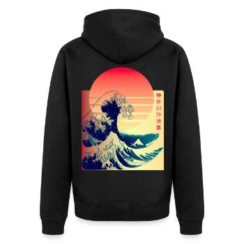La Grande Vague au large de Kanagawa - Veste à capuche bio Premium Unisexe - noir - Dos - Nico (187cm)
