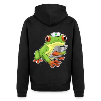 Frog Nurse - Unisex Premium Organic Zip Hoodie - black - Back - Nico (187cm)