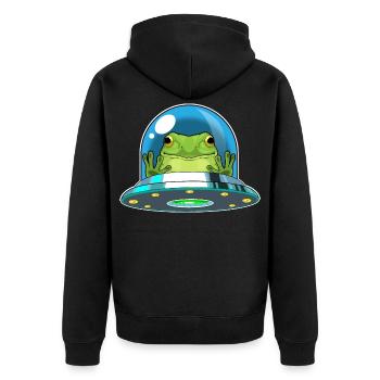 Frog Spaceship Space - Unisex Premium Organic Zip Hoodie - black - Back - Nico (187cm)