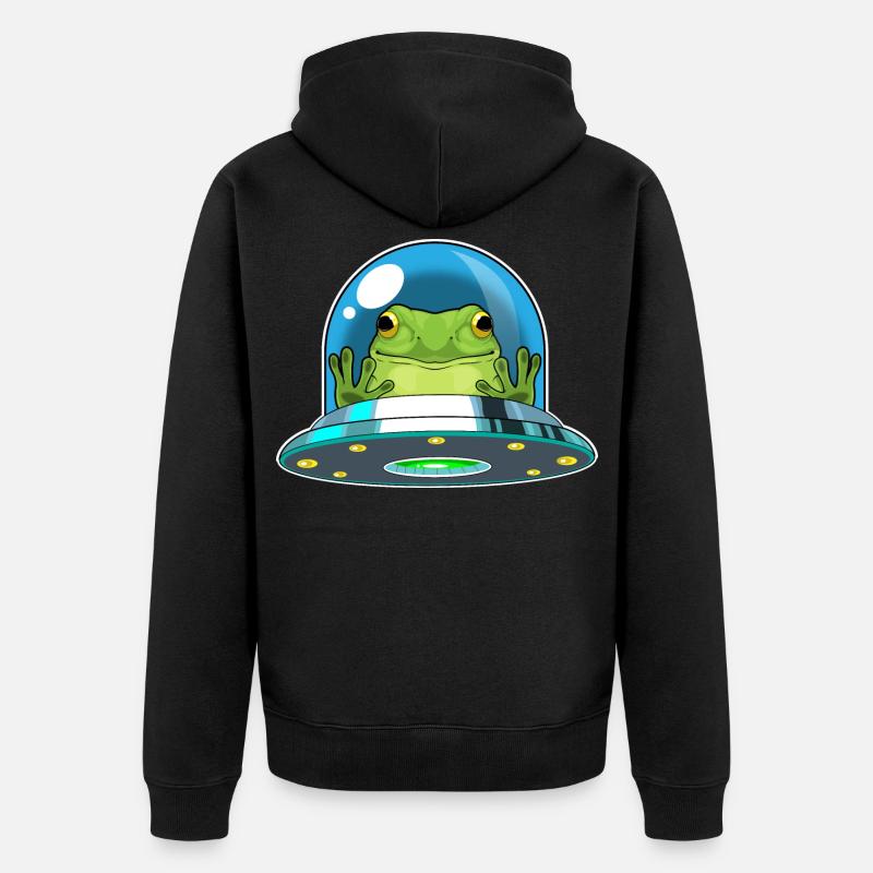 Frog Spaceship Space - Veste à capuche bio Premium Unisexe - noir