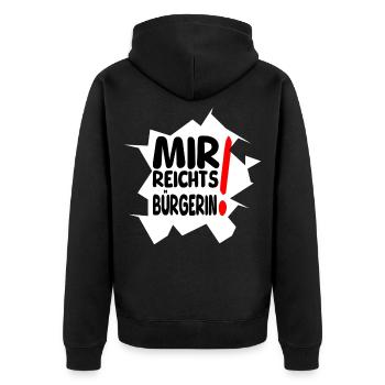 reicht mir Bürgerin II - Unisex Premium Bio Zip Hoodie - Schwarz - Hinten - Nico (187cm)