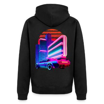 Retro Wave 80s Sports Car Vaporwave - Unisex Premium Organic Zip Hoodie - black - Back - Nico (187cm)