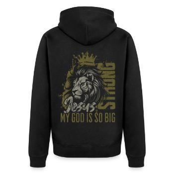 Lion's Crown Jesus Great Faith - Unisex Premium Organic Zip Hoodie - black - Back - Nico (187cm)