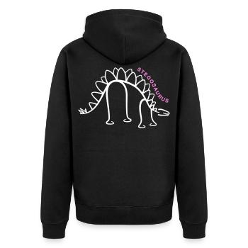 Dinosaur Stegosaurus Dino Line Art - Unisex Premium Organic Zip Hoodie - black - Back - Nico (187cm)