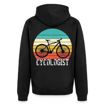 Cycologist Funny Vintage Cycling Cyclist - Unisex Premium Bio Zip Hoodie - Schwarz - Hinten - Nico (187cm)