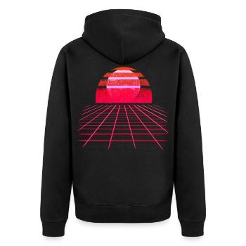 Sunset Vaporwave Retro Wave - Unisex Premium Bio Zip Hoodie - Schwarz - Hinten - Nico (187cm)