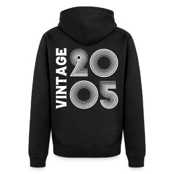 Vintage 2005 Retro Anniversary Gift - Unisex Premium Organic Zip Hoodie - black - Back - Nico (187cm)