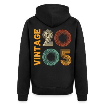 Vintage 2005 Retro Cool Anniversary Gift - Unisex Premium Organic Zip Hoodie - black - Back - Nico (187cm)