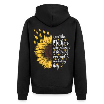 Je suis cette mère Cadeau de tournesol motivant - Veste à capuche bio Premium Unisexe - noir - Dos - Nico (187cm)