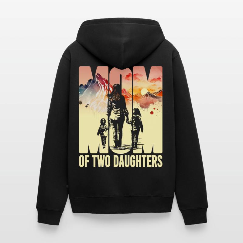 Mutter mit zwei Töchtern Muttertag Berge Mama Kind Unisex Premium Bio Zip Hoodie