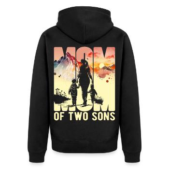 Mère avec deux fils Fête des mères Montagnes Maman Enfant - Veste à capuche bio Premium Unisexe - noir - Dos - Nico (187cm)