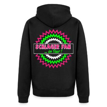 Schlager Party , Schlager Musik , Fan on Tour - Unisex Premium Bio Zip Hoodie - Schwarz - Hinten - Nico (187cm)