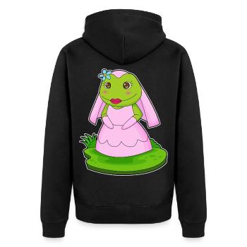Frosch Braut Schleier Hochzeit - Unisex Premium Bio Zip Hoodie - Schwarz - Hinten - Nico (187cm)