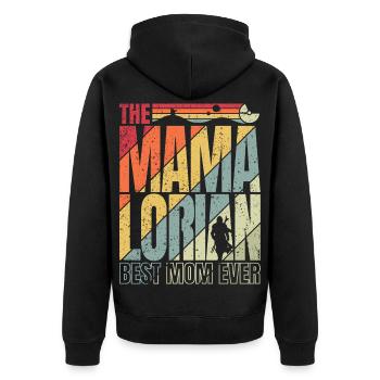 The Mamalorian Vintage: Best Mom! - Unisex Premium Organic Zip Hoodie - black - Back - Nico (187cm)