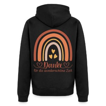 Danke für die wunderschöne Zeit - Kita Abschied - Unisex Premium Bio Zip Hoodie - Schwarz - Hinten - Nico (187cm)