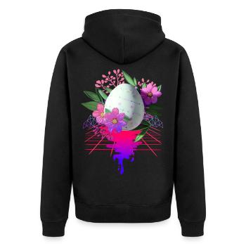 Osterei Blumen Kunst Retro Wave - Unisex Premium Bio Zip Hoodie - Schwarz - Hinten - Nico (187cm)