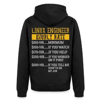 Ingénieur Linux Taux horaire Mécanique Taux de main-d’œuvre - Veste à capuche bio Premium Unisexe - noir - Dos - Nico (187cm)