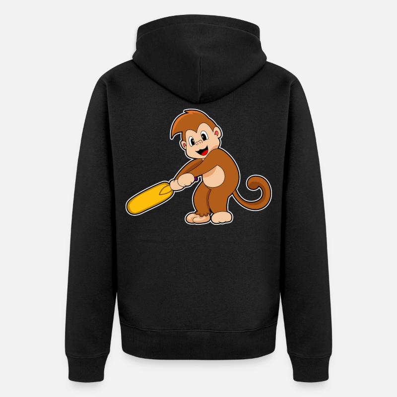 Monkey Cricket Cricket Bat - Veste à capuche bio Premium Unisexe - noir