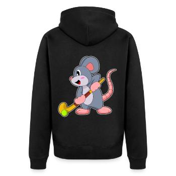 Mouse Field Hockey Field Hockey Stick - Unisex Premium Organic Zip Hoodie - black - Back - Nico (187cm)