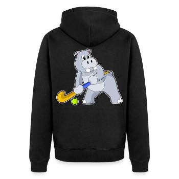 Hippopotamus Hockey sur gazon Stick - Veste à capuche bio Premium Unisexe - noir - Dos - Nico (187cm)
