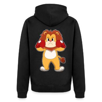 Lion Boxer Boxing Gloves Boxing - Unisex Premium Organic Zip Hoodie - black - Back - Nico (187cm)