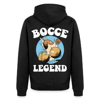 Boulespieler Boulekugel für Bouler Petanque Boule - Unisex Premium Bio Zip Hoodie - Schwarz - Hinten - Nico (187cm)