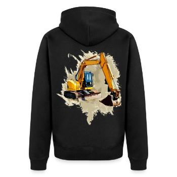 Schaufel-Bagger - Unisex Premium Bio Zip Hoodie - Schwarz - Hinten - Nico (187cm)